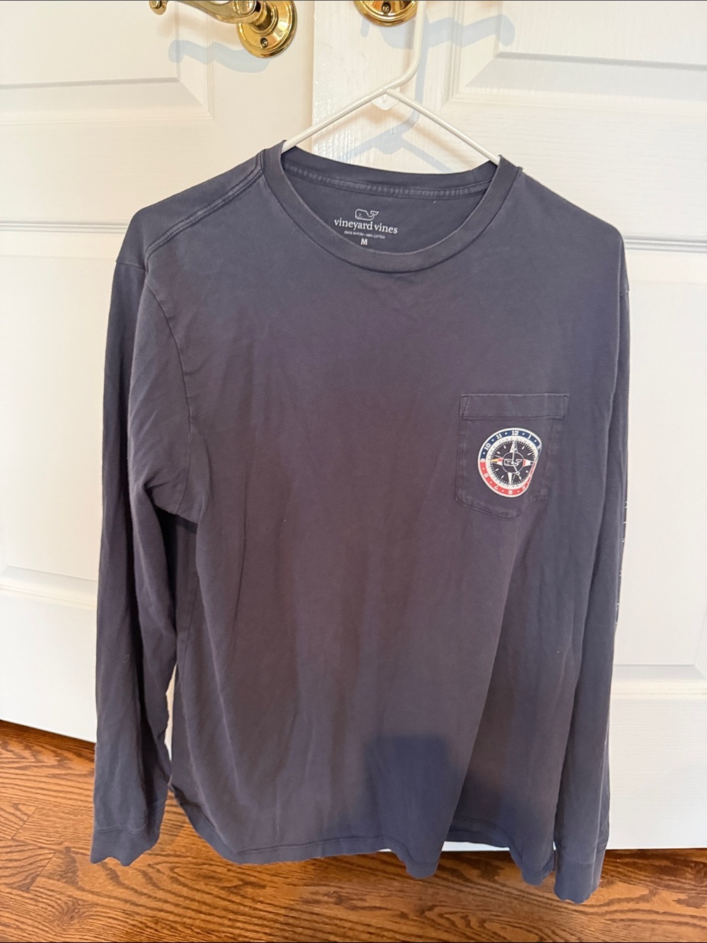 Vineyard Vines Navy Long-Sleeve Pocket Tee with Nautical Patch
